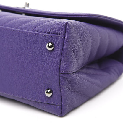 Chanel Caviar Chevron Quilted Small Coco Handle Flap Purple 10 of 12