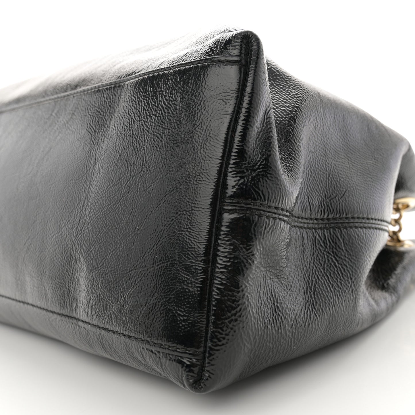Patent Medium Soho Chain Shoulder Bag Black