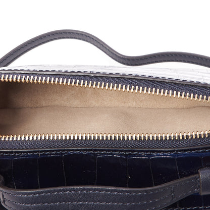Chloe Calfskin Crocodile Embossed Mini C Vanity Bag Full Blue 7 of 8