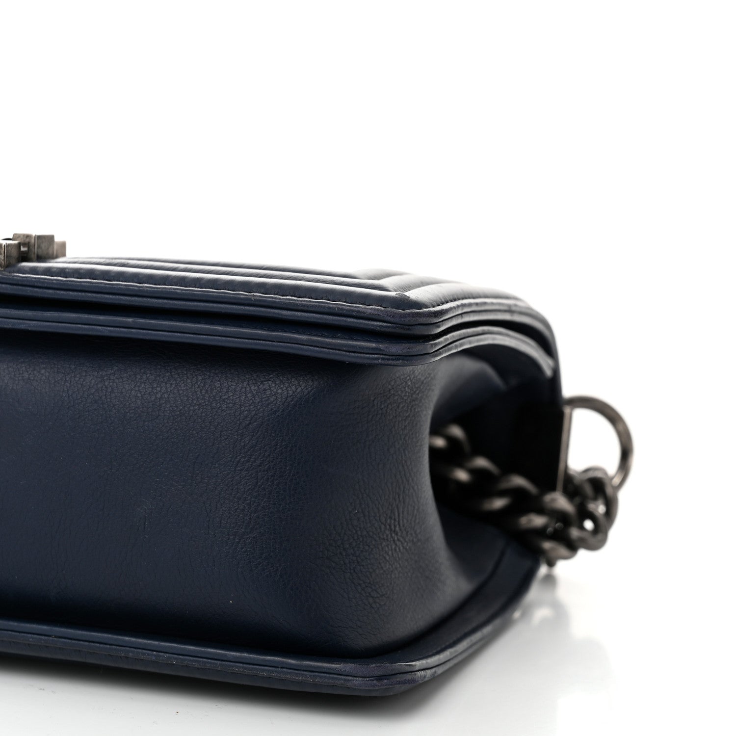 Chanel Calfskin Double Stitch Medium Boy Flap Navy Blue 10 of 10