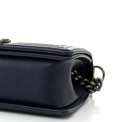 Chanel Calfskin Double Stitch Medium Boy Flap Navy Blue 10 of 10