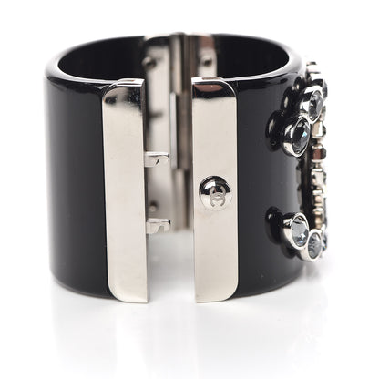 Chanel Resin Baguette Crystal CC Cuff Black 4 of 7