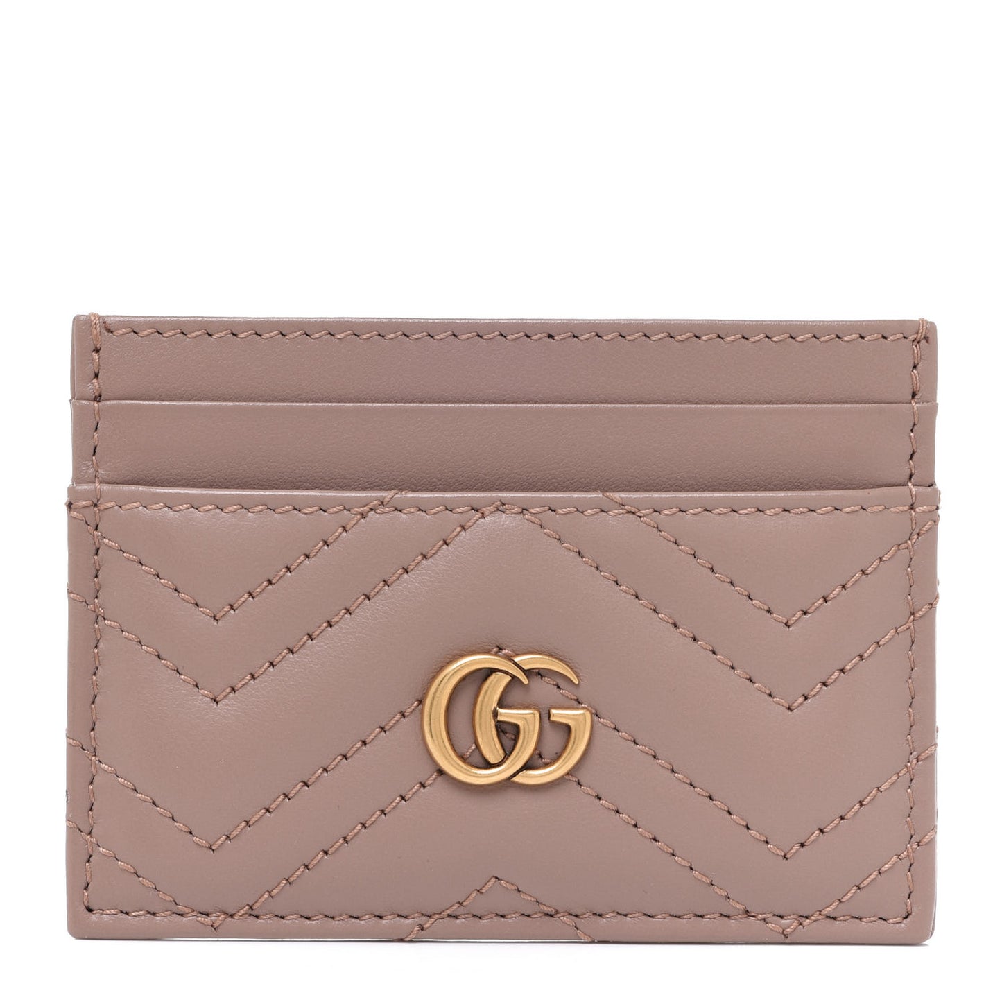 Calfskin Matelasse GG Marmont Card Holder Porcelain Rose