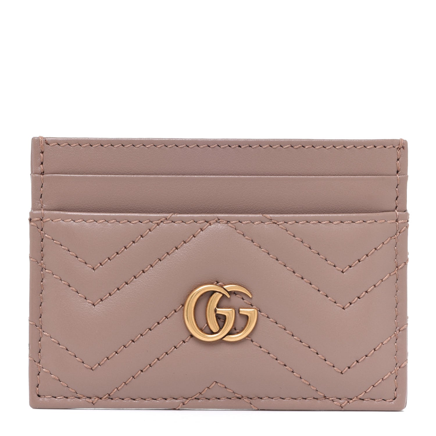 Gucci Calfskin Matelasse GG Marmont Card Holder Porcelain Rose 1 of 7