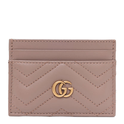 Gucci Calfskin Matelasse GG Marmont Card Holder Porcelain Rose 1 of 7