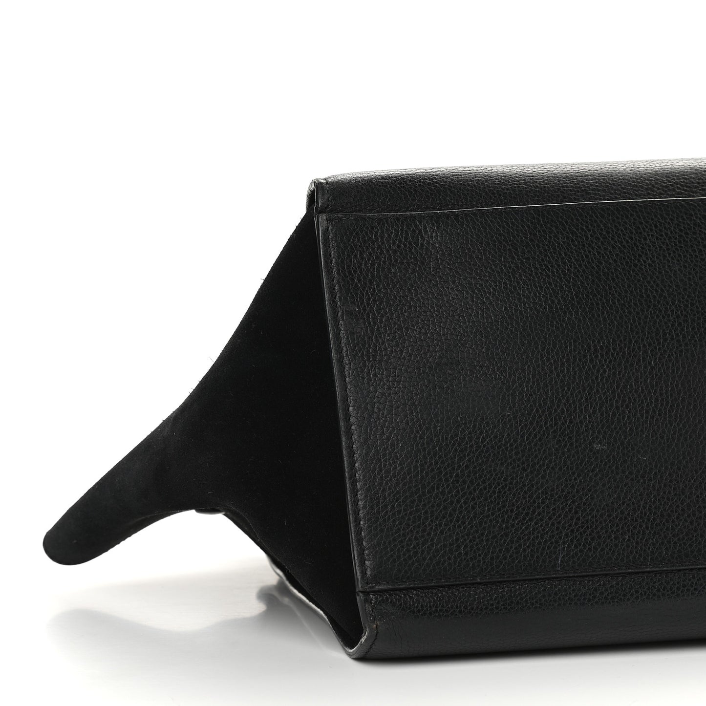 Drummed Calfskin Suede Medium Trapeze Black