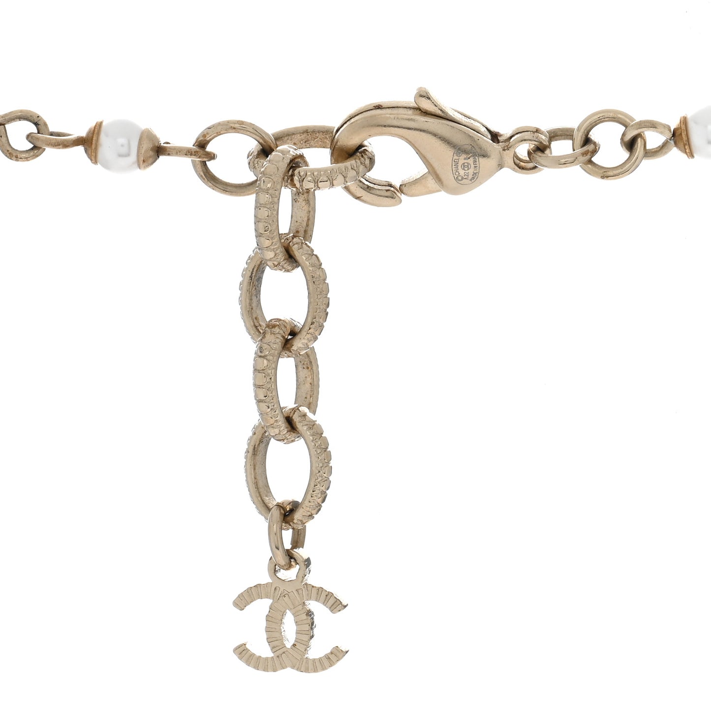 Pearl Bead Crystal CC Long Necklace Black Gold