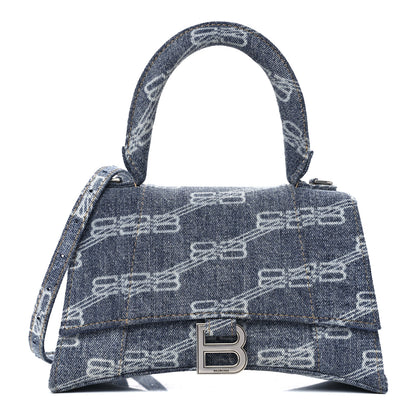 Balenciaga Denim BB Monogram Small Hourglass Top Handle Bag Blue 1 of 11