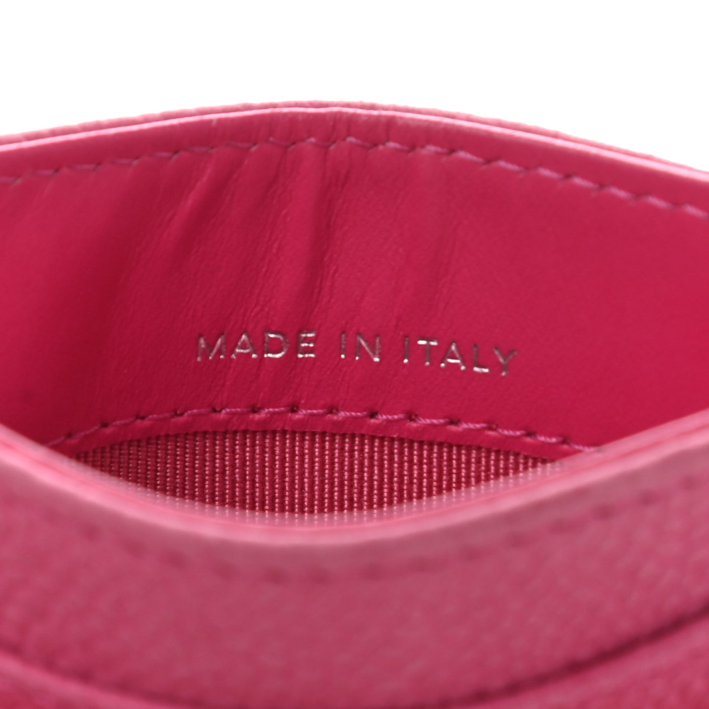 Iridescent Caviar Quilted Card Holder Pink