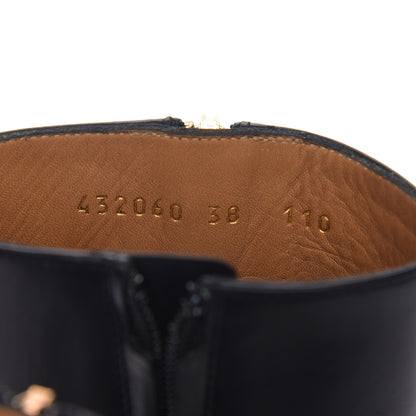 Gucci Betis Glamour Calfskin Web Pearl Embellished Peyton 75mm Ankle Boots 38 Black 6 of 8