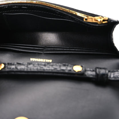 Balenciaga Shiny Calfskin Crocodile Embossed Hourglass Chain Bag Black 4 of 10