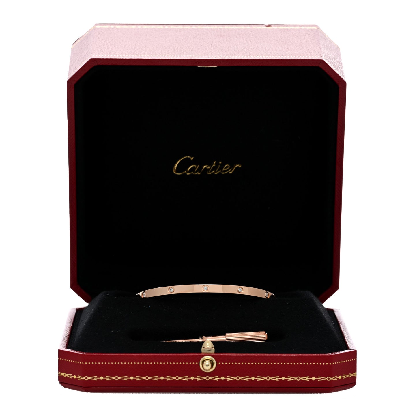 18K Pink Gold 10 Diamond Small LOVE Bracelet 17