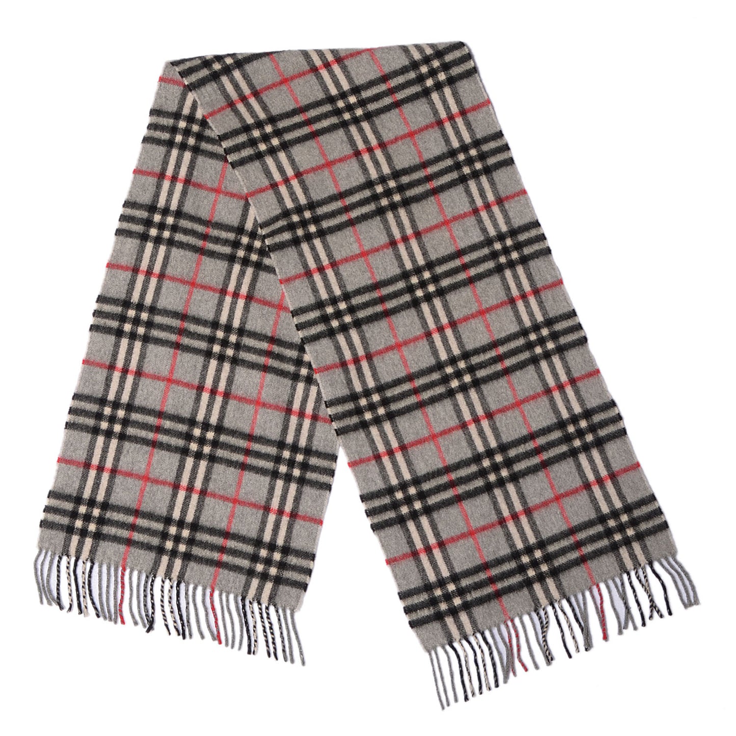 Cashmere Nova Check Fringe Scarf Charcoal