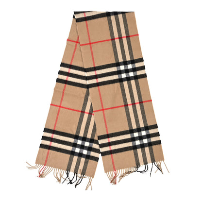 Burberry Cashmere Giant Heritage Check Fringe Scarf Camel 2 of 3