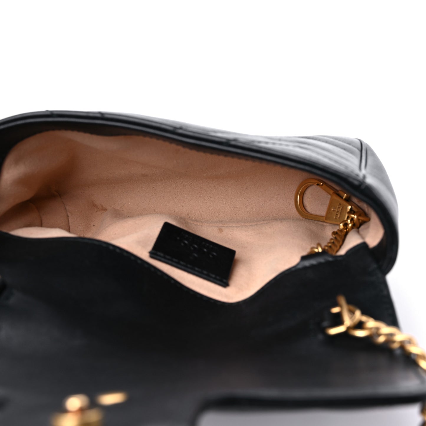 Calfskin Matelasse Super Mini GG Marmont Shoulder Bag Black