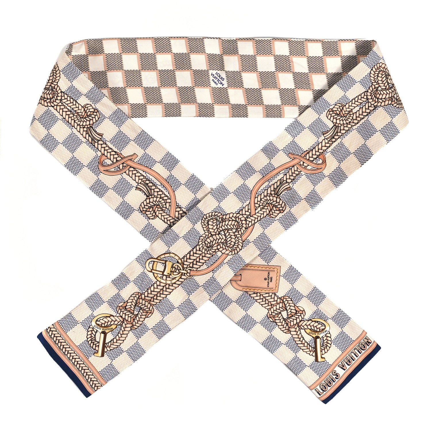 Louis Vuitton Silk Damier Azur Infinity Bandeau Azure Blue 2 of 5