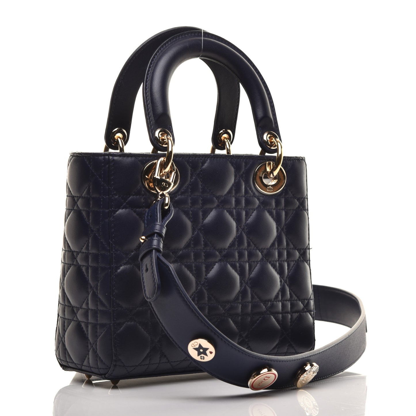 Lambskin Cannage Small Lucky Badges My Lady Dior Navy