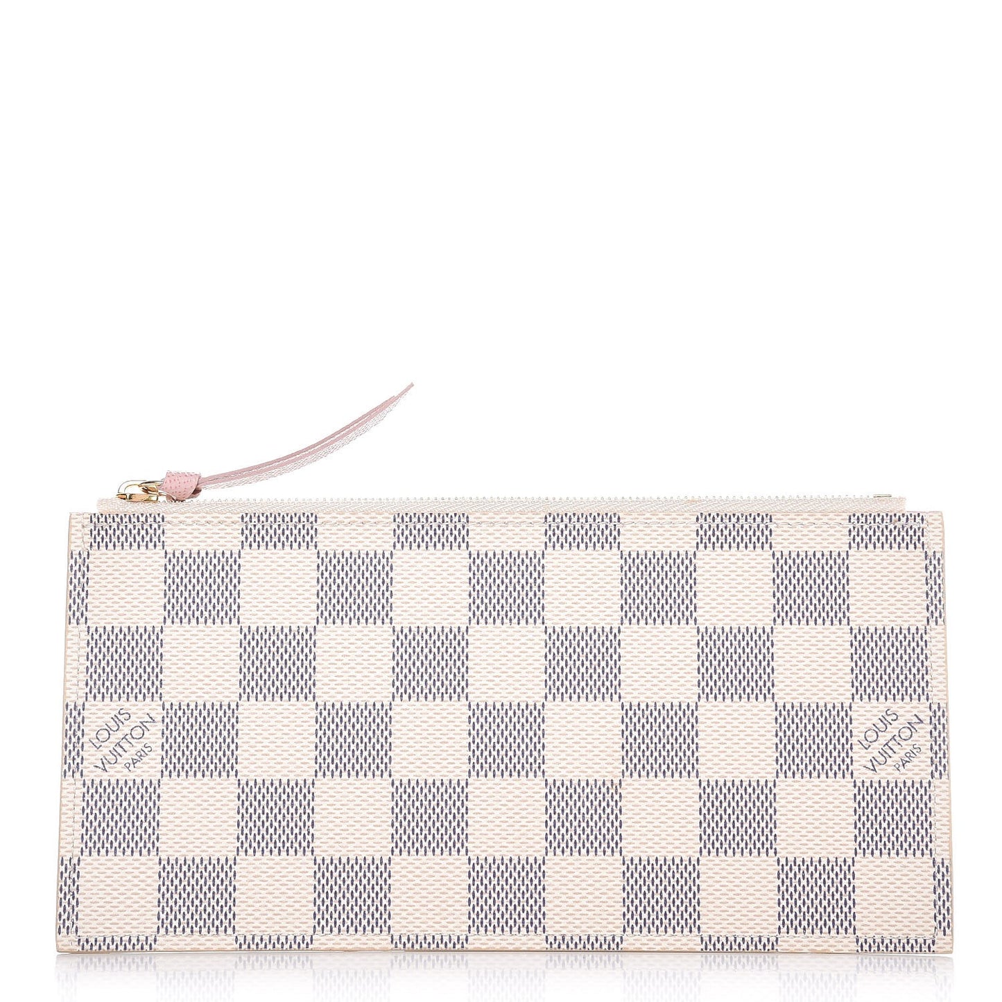 Damier Azur Felicie Chain Wallet Zippered Insert Rose Ballerine