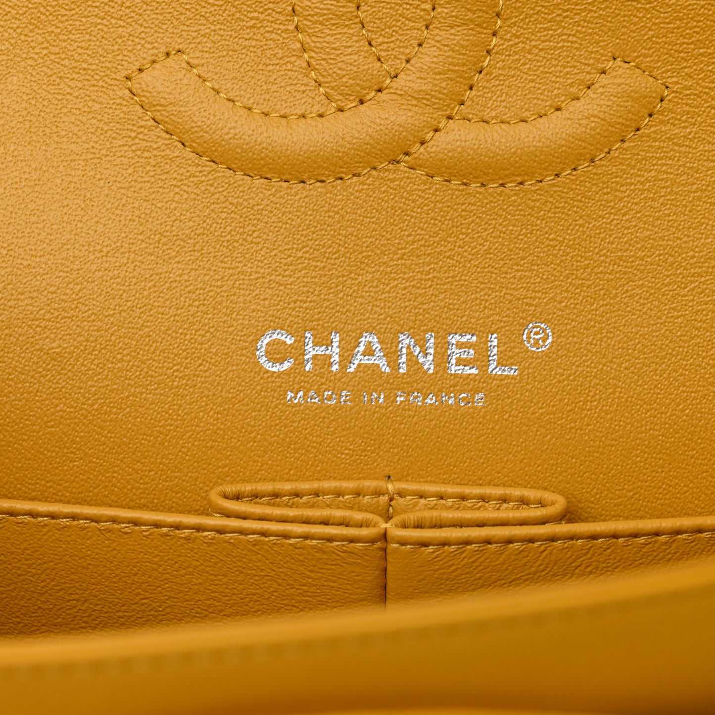 Lambskin Quilted Medium Double Flap Yellow