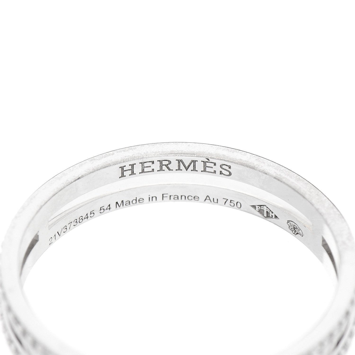 Hermes 18K White Gold Diamond Ariane Wedding Band Ring 54 7 4 of 5