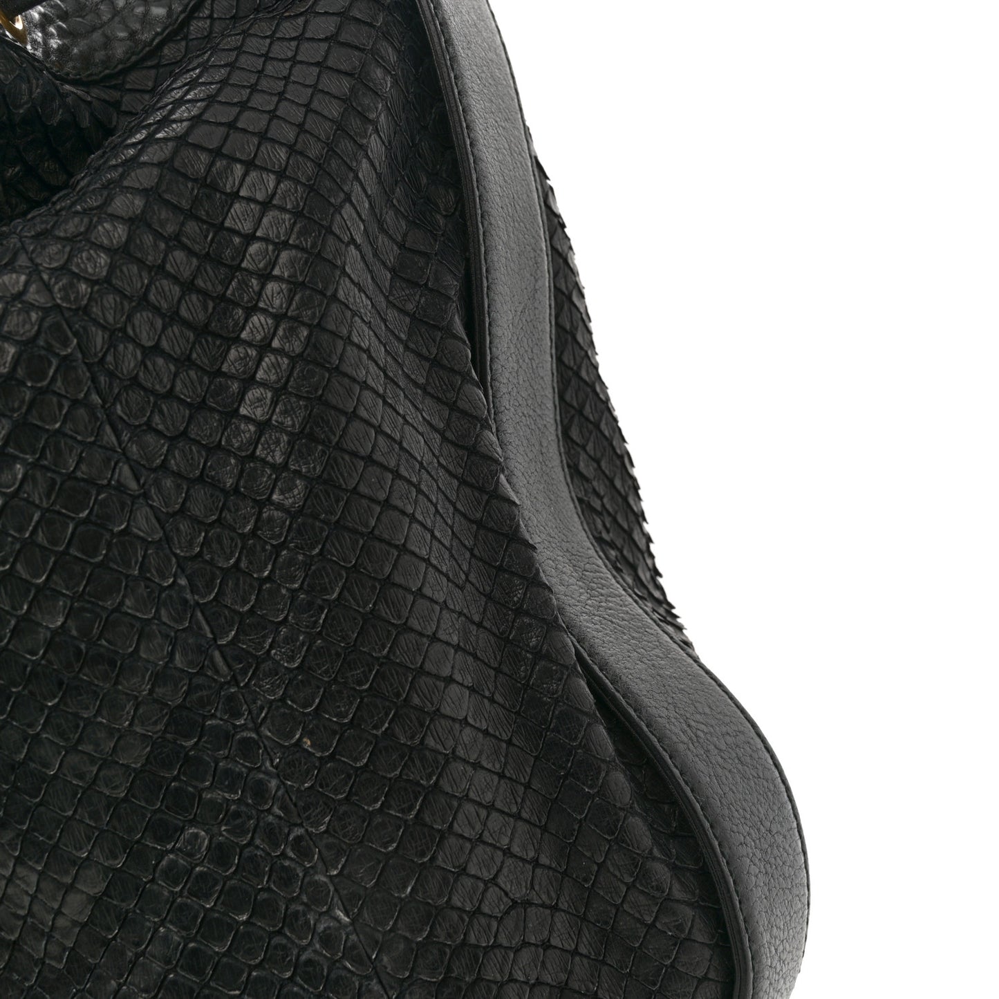 Snakeskin Medium Interlocking Icon Shoulder Bag Black