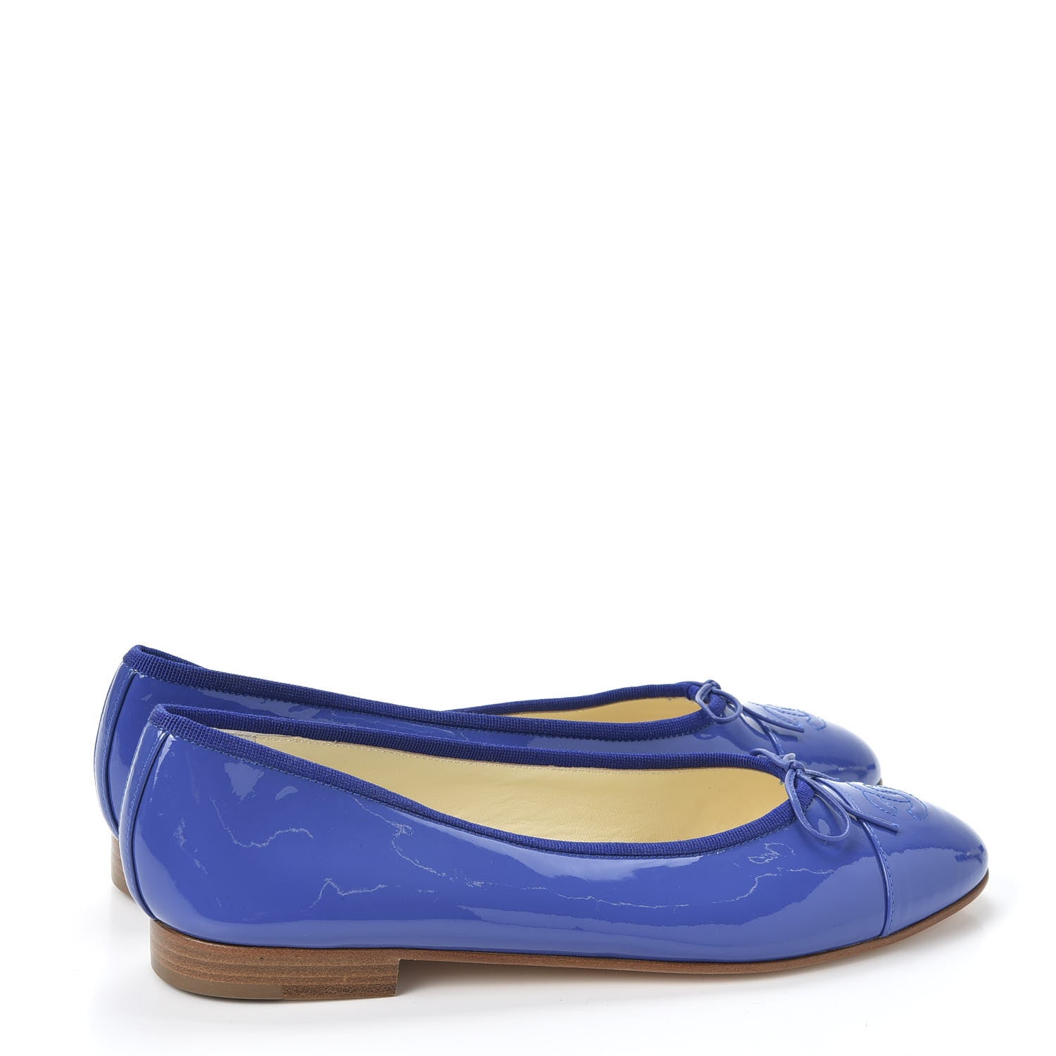Chanel Patent Calfskin CC Cap Toe Ballerina Flats 40 Blue 4 of 9