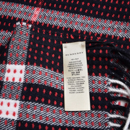 Burberry Cashmere Military Stitch Giant Check Scarf Navy 4 of 7