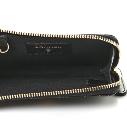 Chanel Lambskin Camellia Embossed Key Holder Case Black Gold 5 of 7