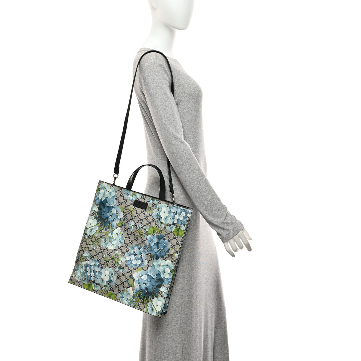 Soft GG Supreme Monogram Blooms Vertical Tote Blue