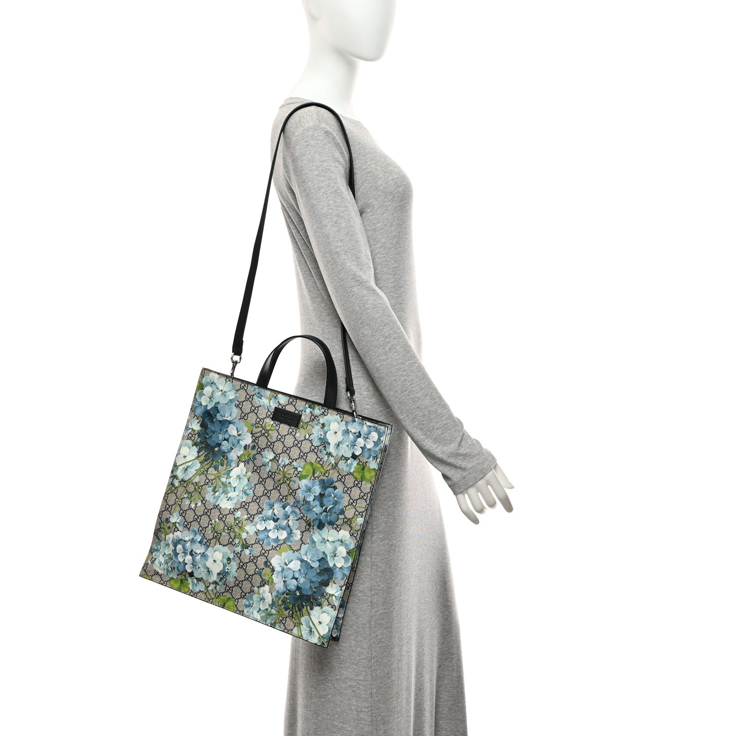 Gucci Soft GG Supreme Monogram Blooms Vertical Tote Blue 2 of 10