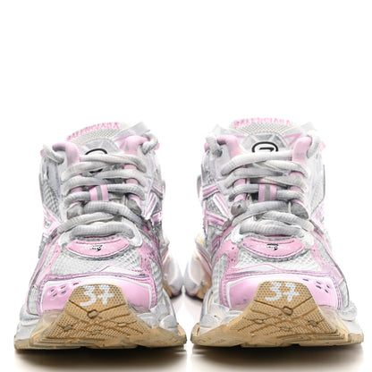 Balenciaga Mesh Rubber Distressed Womens Runner Sneakers 37 White Pink Beige 2 of 13