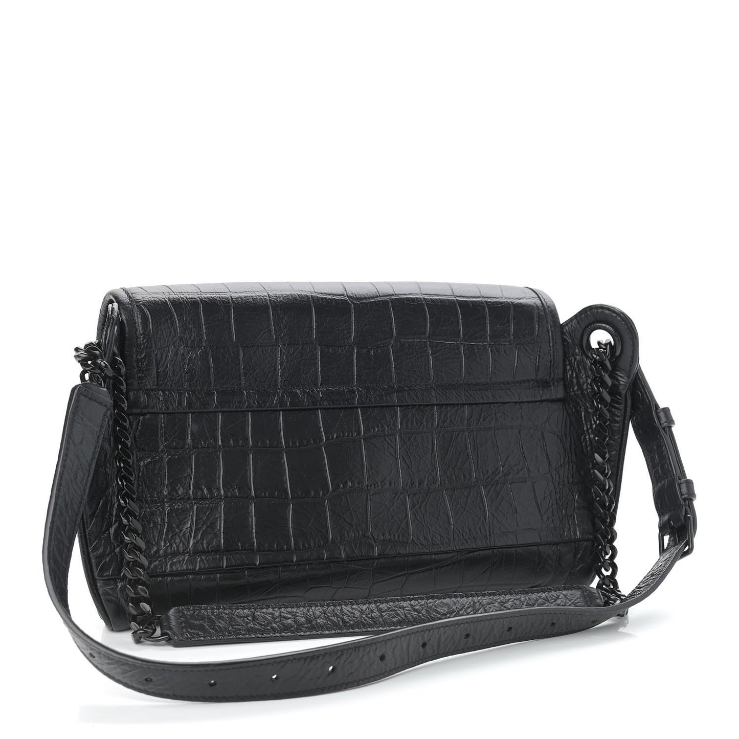 Crocodile Embossed Matelasse Monogram Niki Body Bag Black