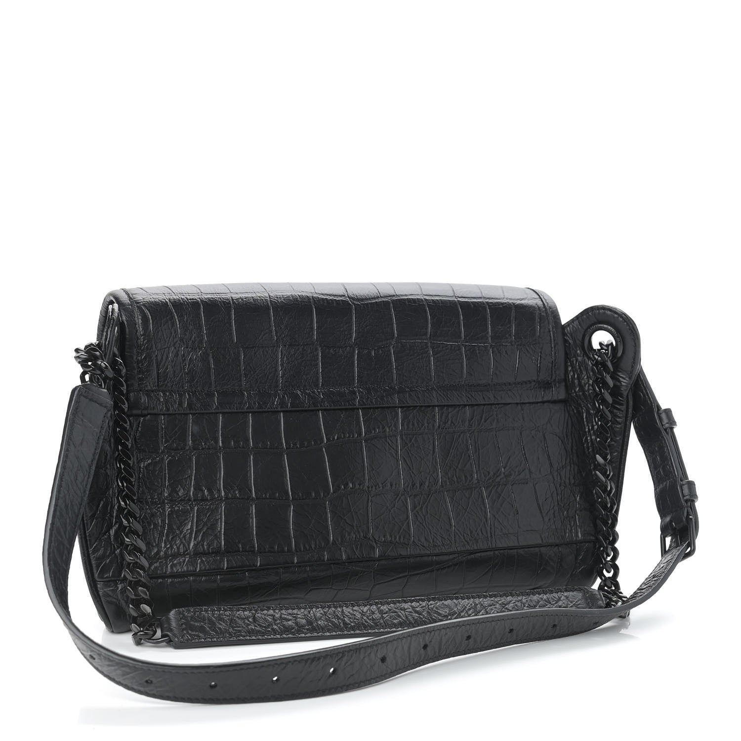Saint Laurent Crocodile Embossed Matelasse Monogram Niki Body Bag Black 2 of 9