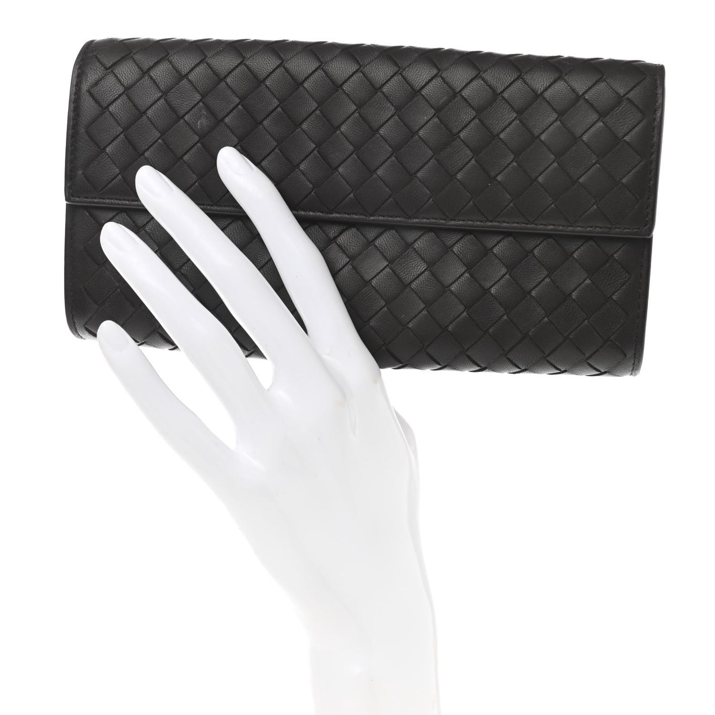 Nappa Intrecciato Continental Flap Wallet Ebano