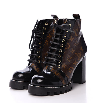 Louis Vuitton Patent Calfskin Monogram Star Trail Ankle Boots 40 Black 3 of 9