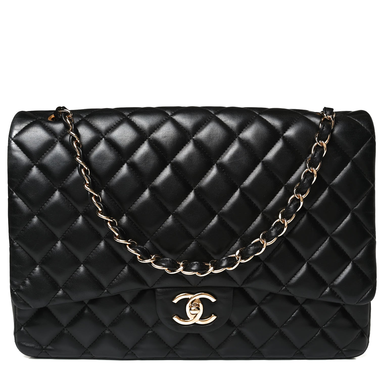 Chanel Lambskin Quilted Maxi Double Flap Black 9 of 13