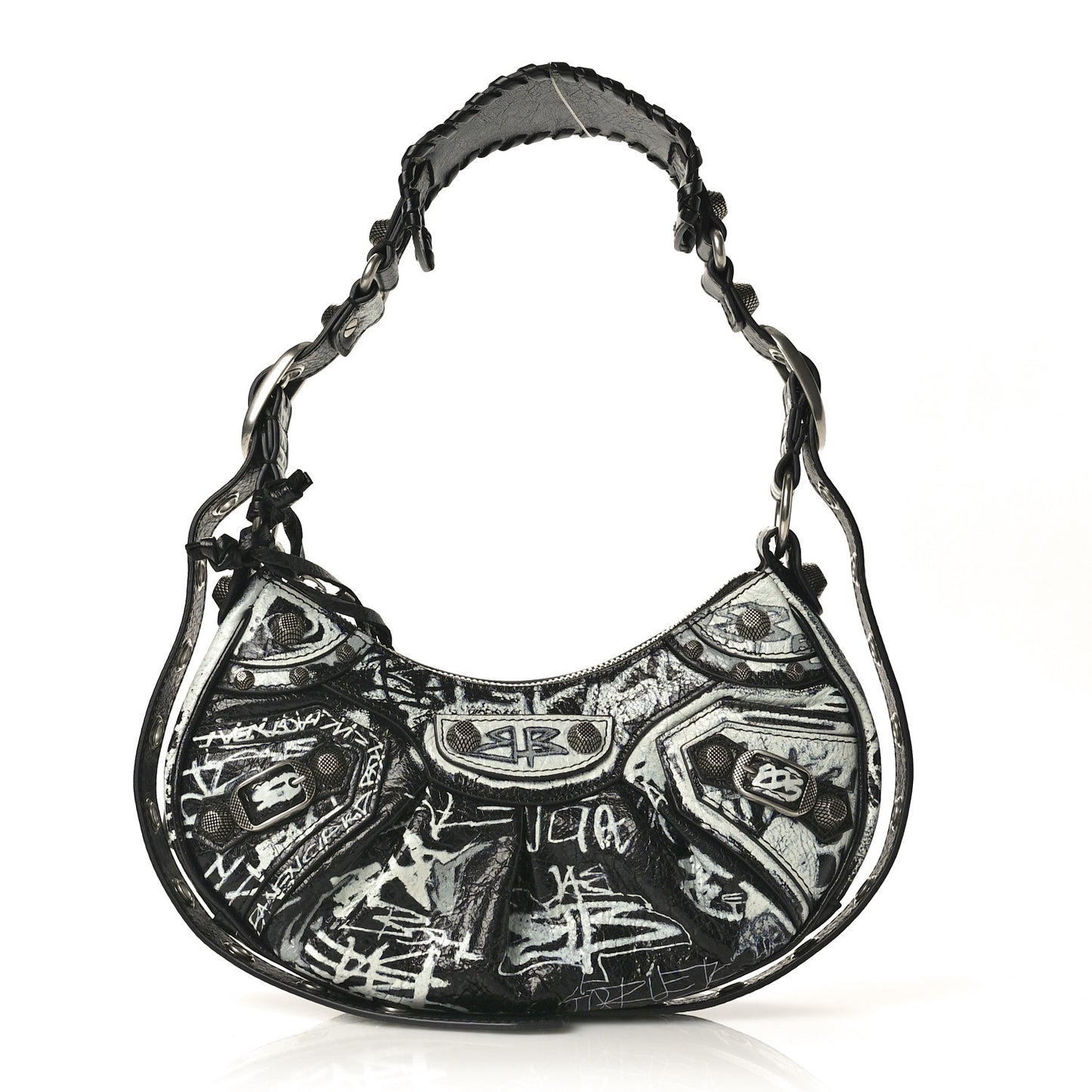Agneau Arena Graffiti Le Cagole Shoulder Bag XS Black