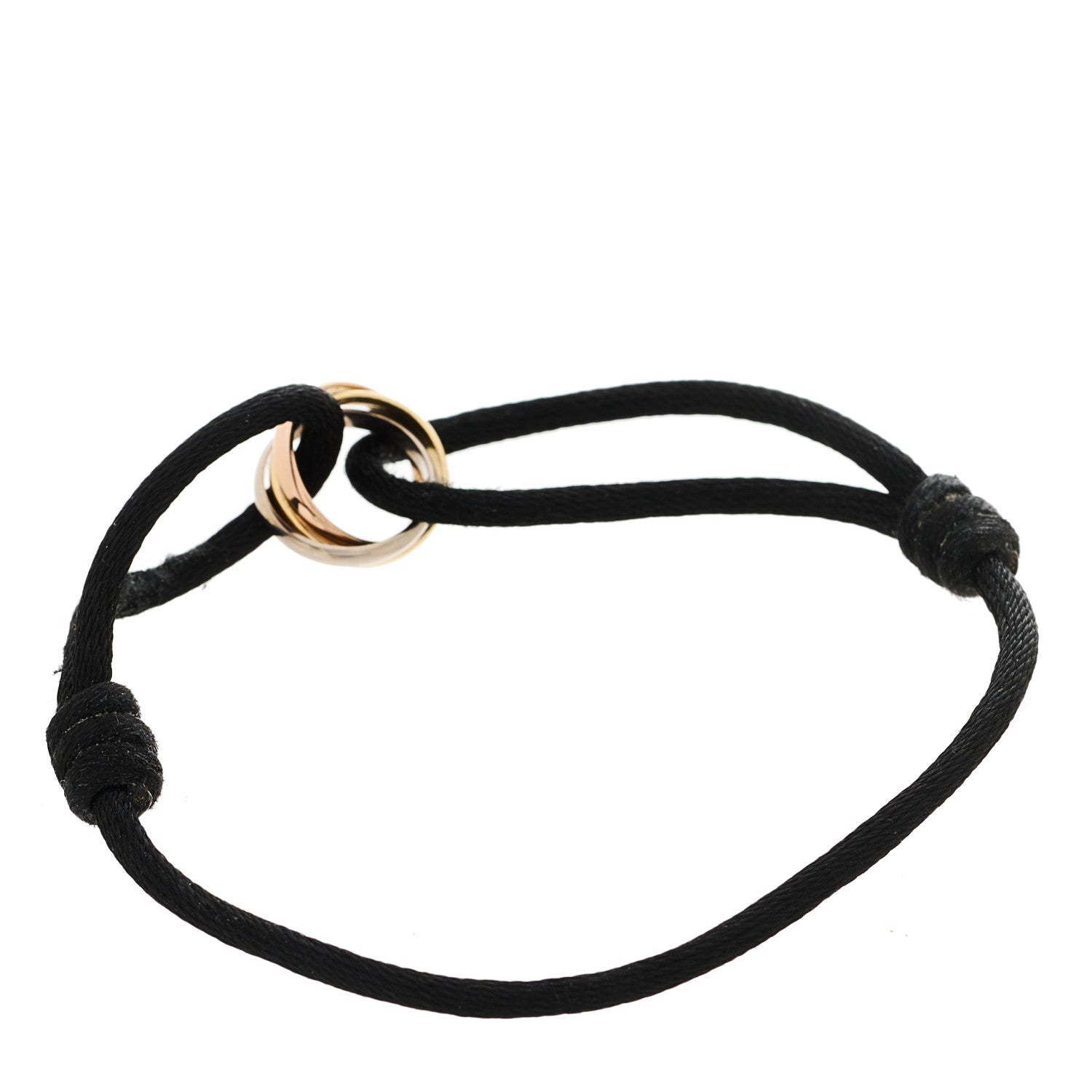 Cartier 18k Pink Yellow White Gold Trinity Adjustable Cord Bracelet Black 2 of 7