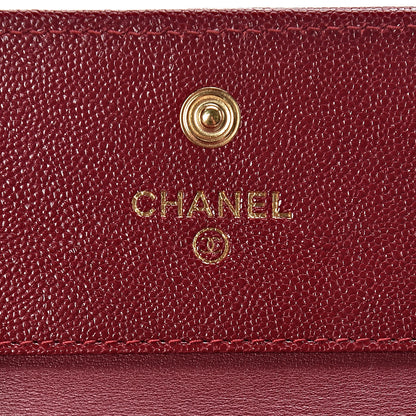 Chanel Caviar Chevron Quilted Boy Compact Wallet Red 6 of 9