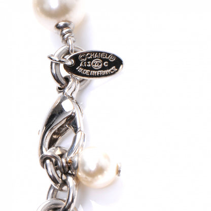 Chanel Crystal Pearl CC Long Necklace Silver 4 of 5