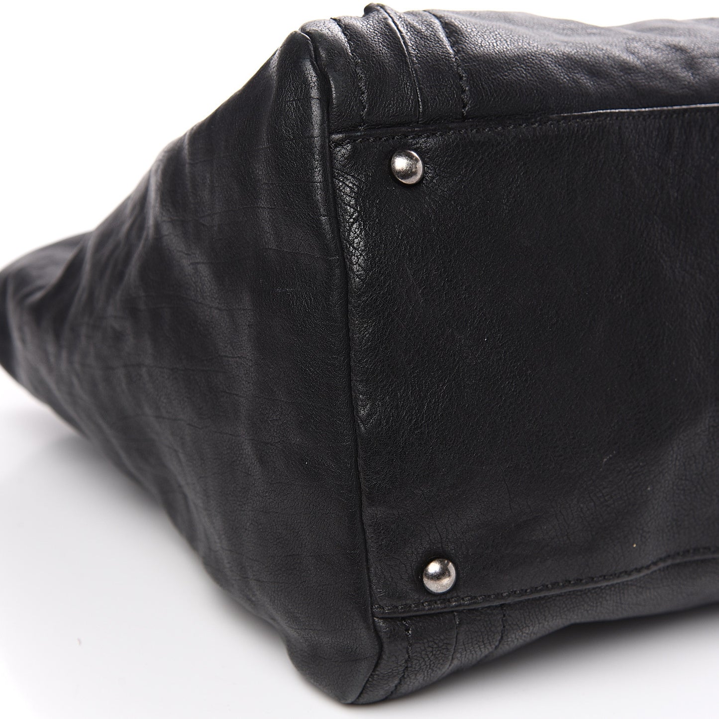 Glazed Calfskin East West Modern Chain Tote Black