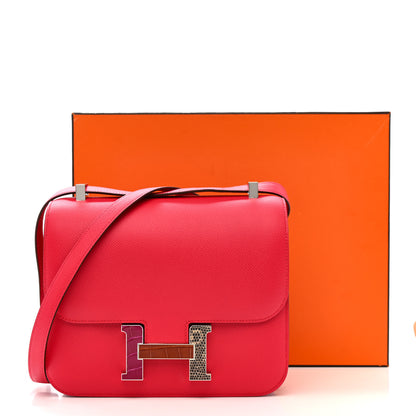 Hermes Epsom Shiny Alligator Lizard Constance 24 Rose Extreme Rose Poupre Etru Ombre 12 of 12