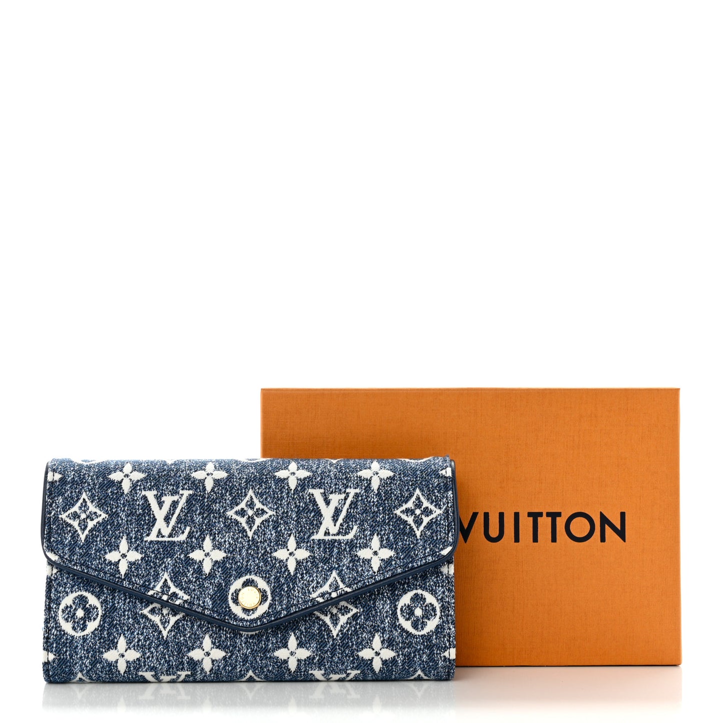 Monogram Jacquard Denim Sarah Wallet Bleu