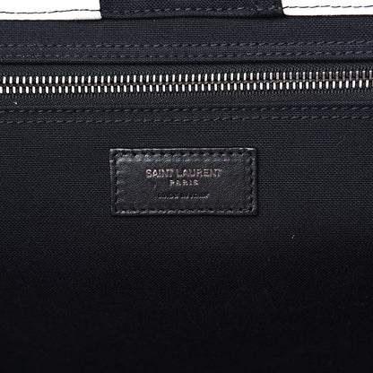 Saint Laurent Canvas Noe Striped Tote Black White 5 of 10