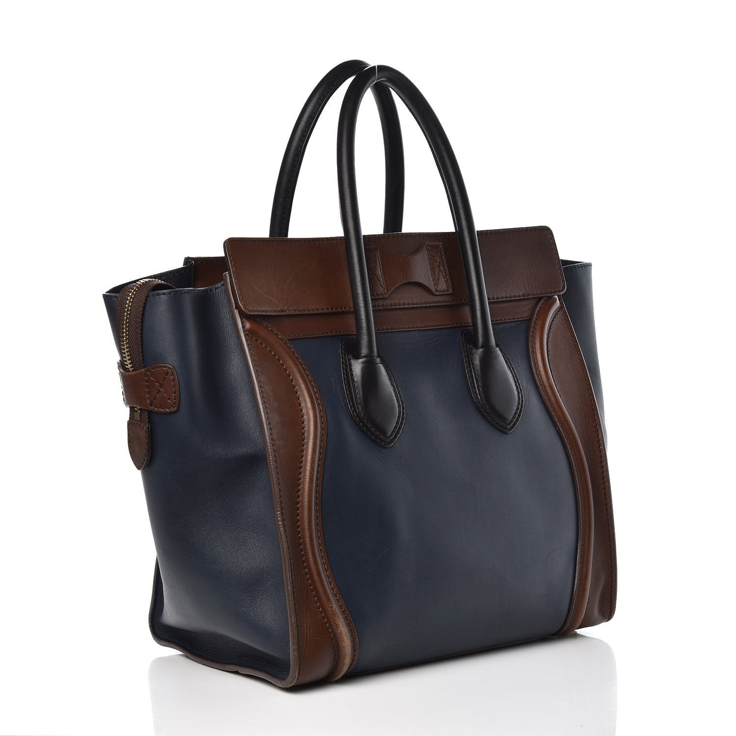 Smooth Calfskin Mini Tri-Color Luggage Navy