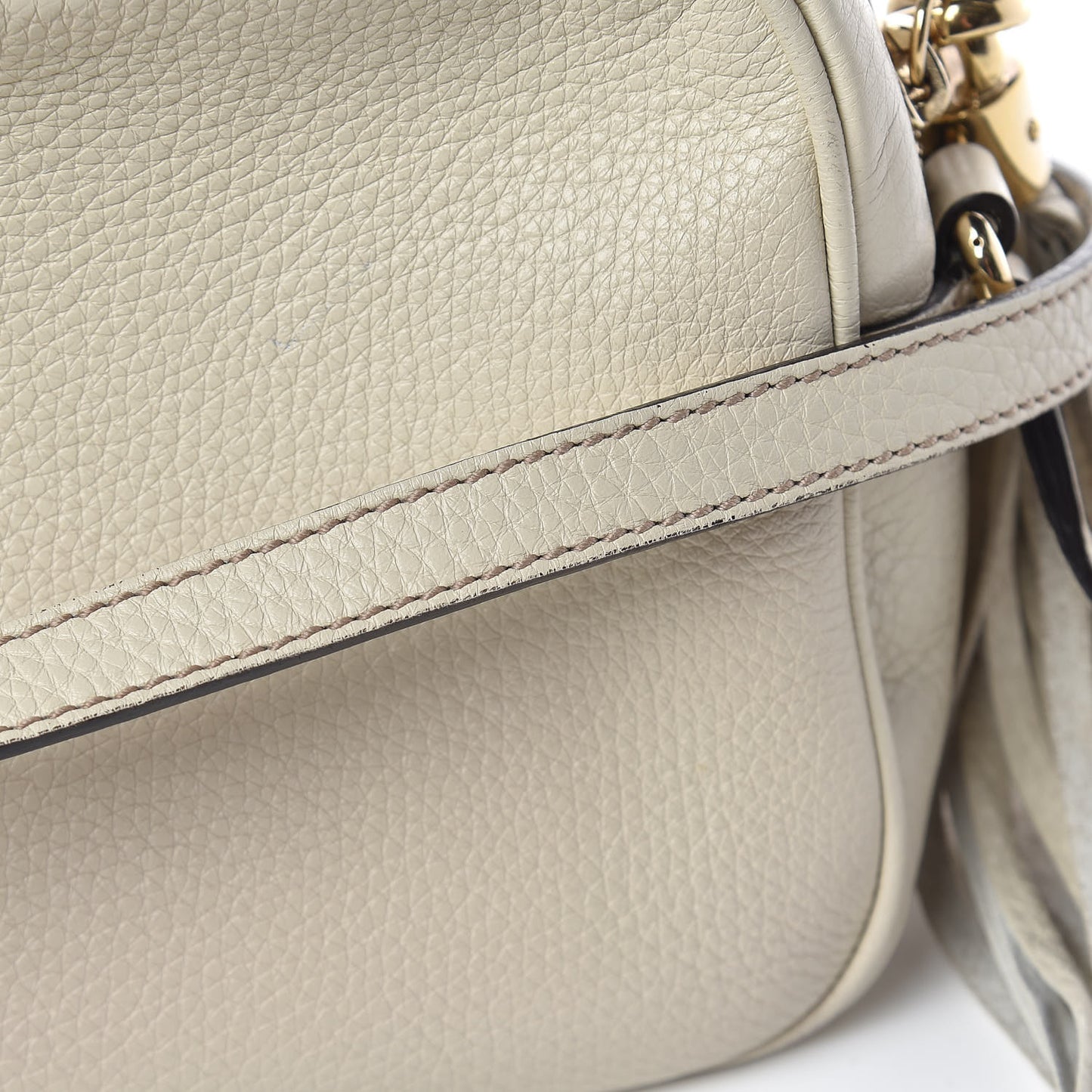 Pebbled Calfskin Small Soho Disco Bag Off White