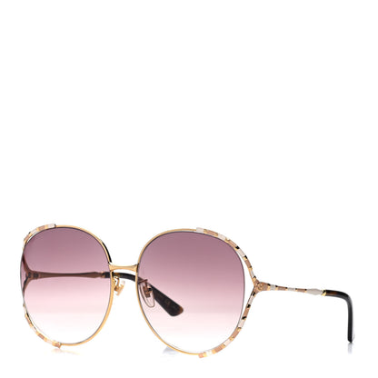 Gucci Metal Round Frame GG0595S Sunglasses Gold Brown 1 of 7