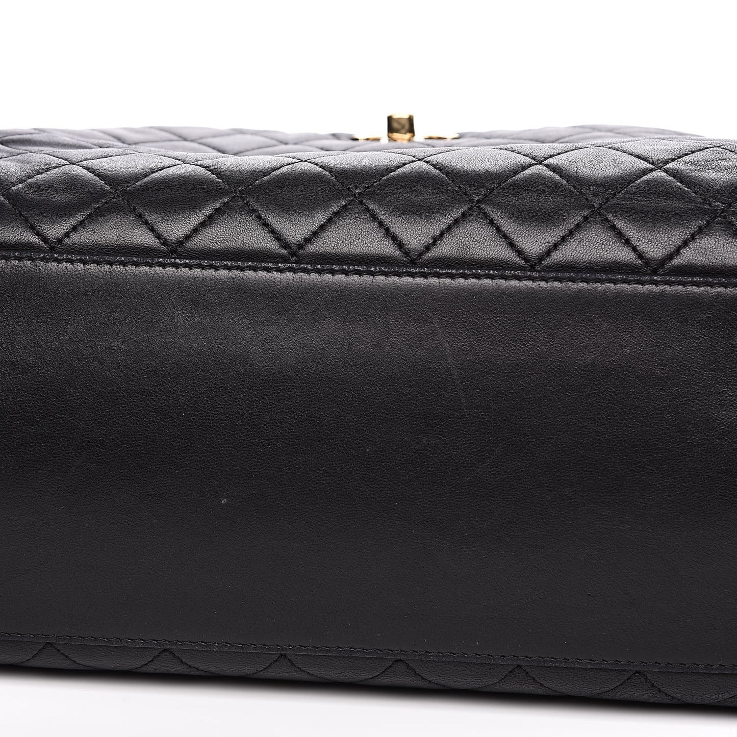 Lambskin Quilted Large Drawstring Bag Black