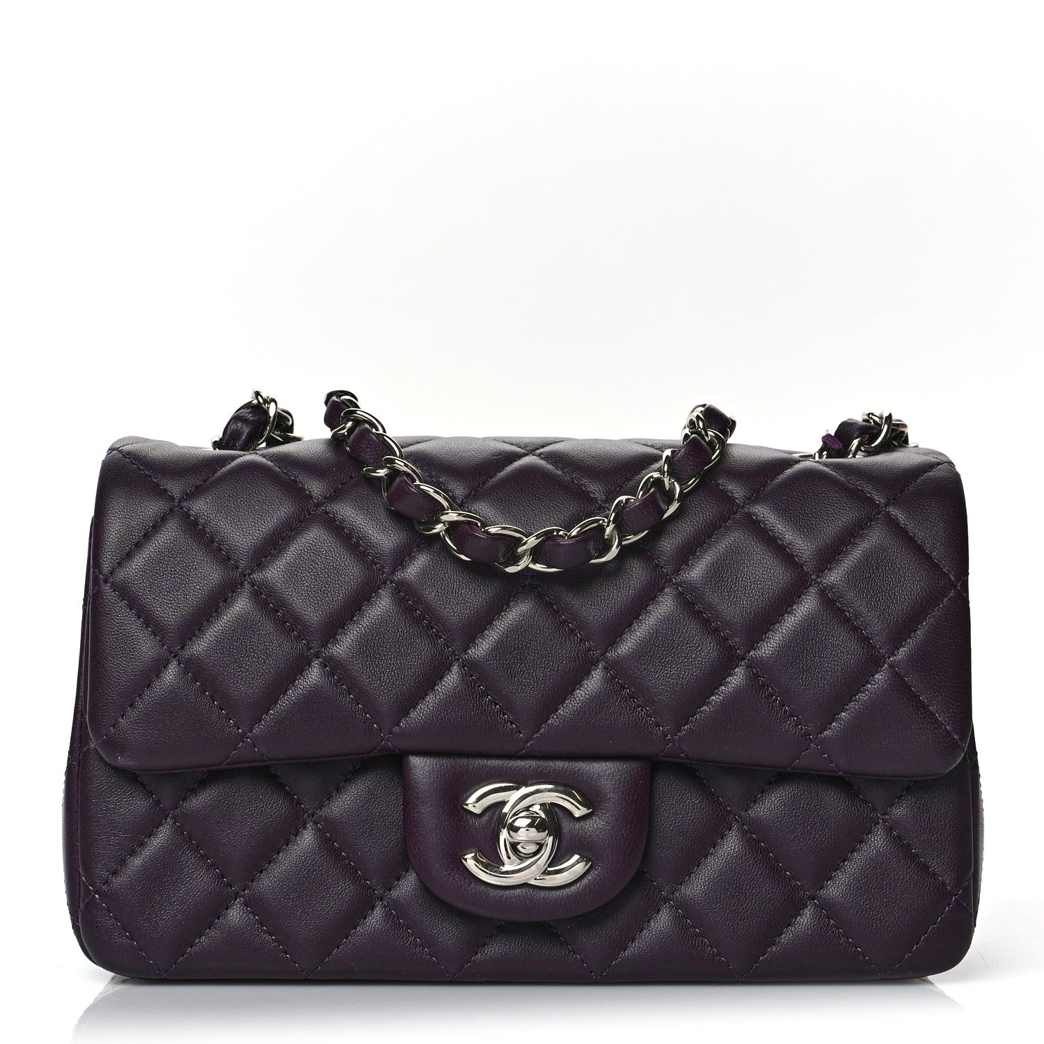 Chanel Lambskin Quilted Mini Rectangular Flap Dark Purple 1 of 11