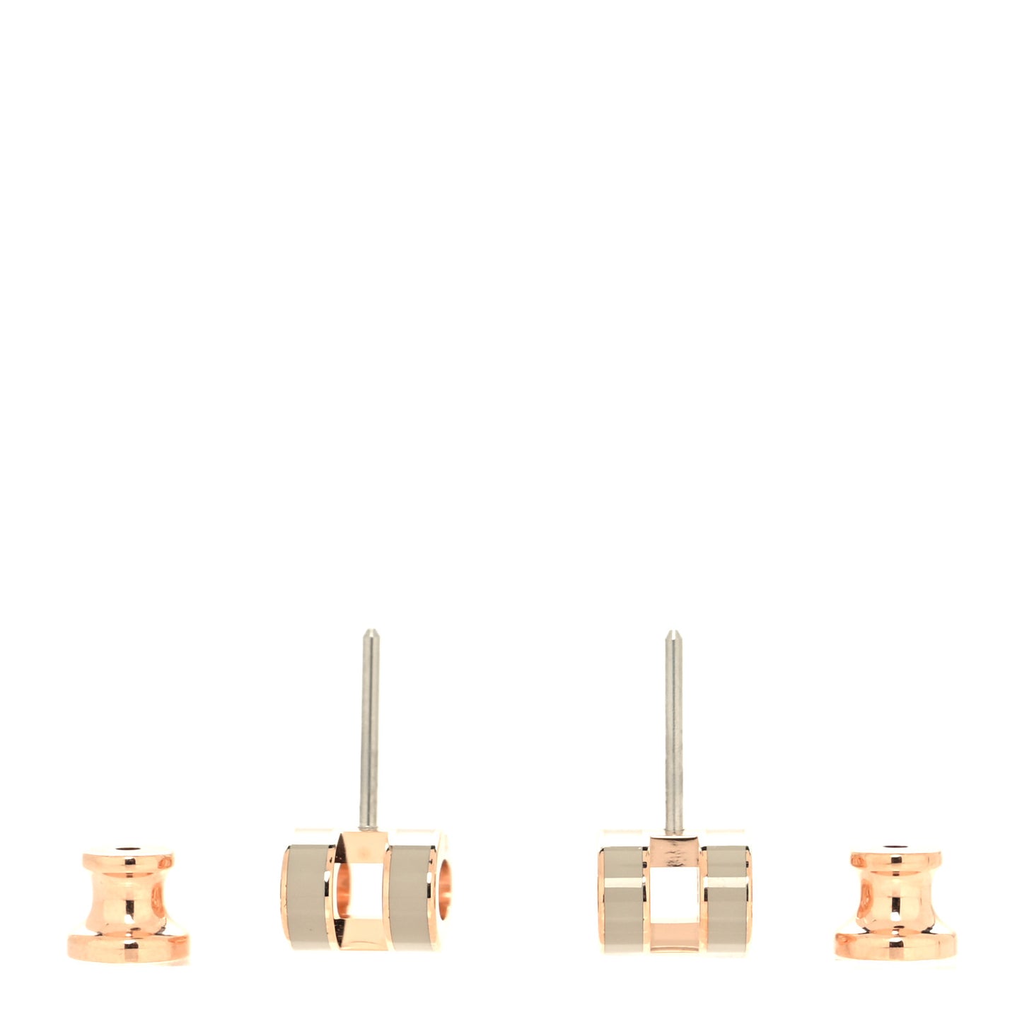 Rose Gold Lacquered Mini Pop H Earrings Marron Glace